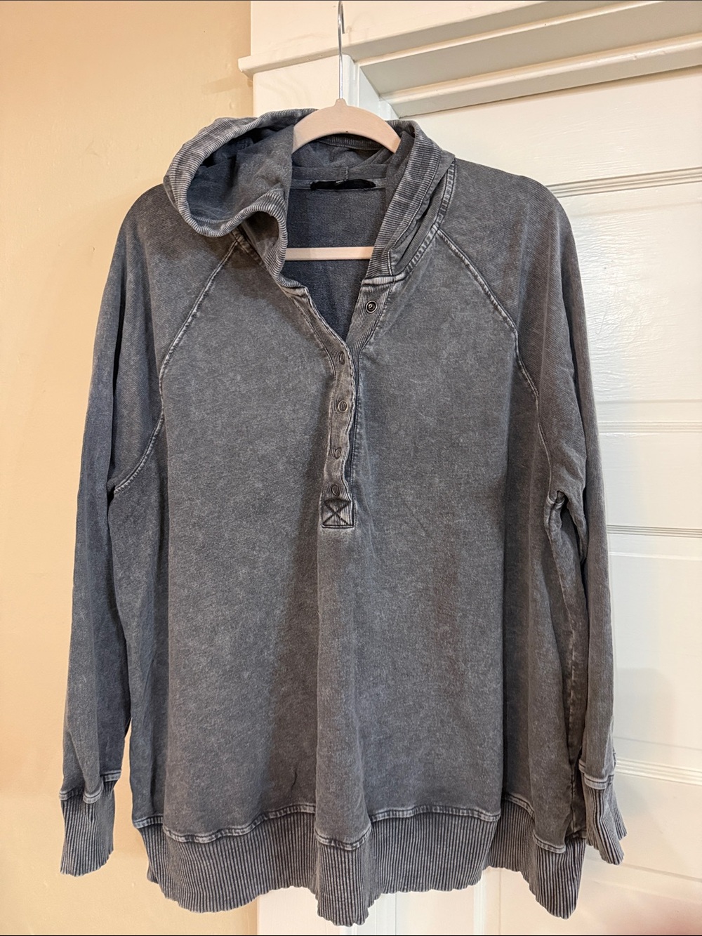 Jane and Delancey Washed Gray Black Sweatshirt Hoodie Pullover Sz 1X like new
